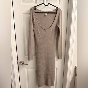 H&M Beige Long Sleeve Knit Dress